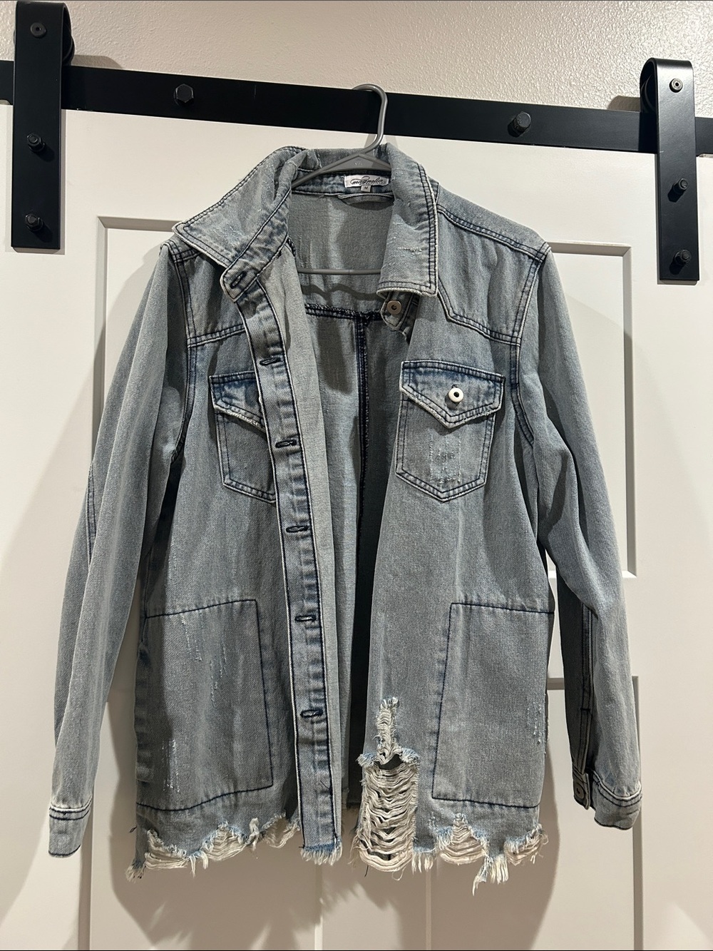 Light Wash Distressed Denim Jacket